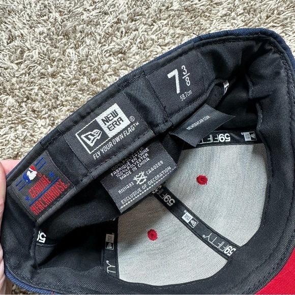 New Era Los Angeles Anaheim Angels USA Flag Fitted Flat Brim Cap In Blue - Picture 3 of 3